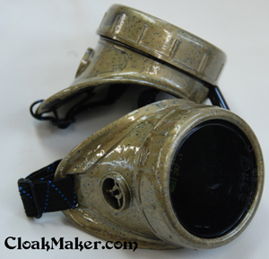 Distressed Golden Metallic Painted Goggles with accents