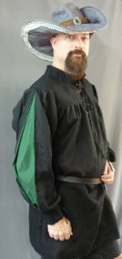 black linen with green insert men's shirt