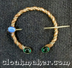 Penannular<br>Green Oval Glass<br>with Blue Cat's Eye<br>Small