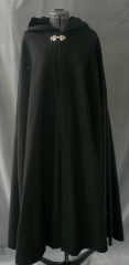 Cloak:1763, Cloak Style:Full Circle Cloak, Cloak Color:Black, Fiber / Weave:Wool Cashmere, Cloak Clasp:Vale, Hood Lining:Black Silk Velvet, Back Length:45", Neck Length:20.5", Seasons:Winter, Fall, Spring.