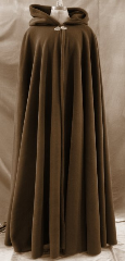 Cloak:1892, Cloak Style:Full Circle Cloak, Cloak Color:Sepia Brown, Fiber / Weave:300 Wt Fleece, Cloak Clasp:Triple Medallion, Hood Lining:Self-lining, Back Length:58", Neck Length:21", Seasons:Winter, Fall, Spring.