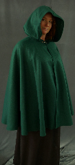 Cloak:1968, Cloak Style:Full Circle Cloak, Cloak Color:Spruce Green, Fiber / Weave:Polyester Fleece, Cloak Clasp:Dragon Knot, Hood Lining:Unlined, Back Length:36", Neck Length:22", Seasons:Fall, Spring.