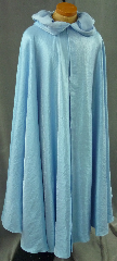 Cloak:2005, Cloak Style:Full Circle Cloak, Cloak Color:Iridescent Light Blue, Fiber / Weave:Rayon Polyester Nylon, Cloak Clasp:Fleur de Lis, Hood Lining:Unlined, Back Length:18.5", Neck Length:55", Seasons:Summer.