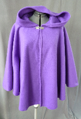 Cloak:2021, Cloak Style:Full Circle Short Cloak, Cloak Color:Vibrant Grape Purple, Fiber / Weave:Polyester Fleece, Cloak Clasp:Florentine - Small, Hood Lining:Unlined, Back Length:30", Neck Length:23", Seasons:Spring, Fall.