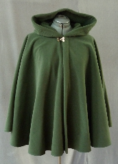 Cloak:2086, Cloak Style:Full Circle Short Cloak, Cloak Color:Loden Green, Fiber / Weave:WindPro Fleece, Cloak Clasp:Double Spiral, Hood Lining:Self-lining, Back Length:30", Neck Length:21", Seasons:Winter, Fall, Spring, Note:This short full circle cloak is perfect for the days when you want an extra layer.<br>It's a soft and rain resistant Windpro fleece,<br>in Loden green with a double spiral clasp.<br>Machine wash cold, tumble dry..