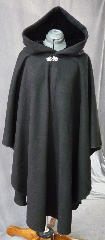 Cloak:2103, Cloak Style:Cape / Ruana, Cloak Color:Black, Fiber / Weave:100% Cashmere, Cloak Clasp:Vale, Hood Lining:Black Silk Velvet, Back Length:46", Neck Length:21", Seasons:Winter, Fall, Spring.
