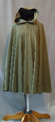 Cloak:2192, Cloak Style:Full Circle Cloak, Cloak Color:Moss Green, Fiber / Weave:Moleskin, Cloak Clasp:Antiquity, Hood Lining:Self-lining, Back Length:37", Neck Length:21", Seasons:Spring, Fall, Note:Easy care polyester moleskin makes this cloak an<br>easy choice and elegant choice for a little extra<br>warmth on a spring evening. Great for<br>a day at the Renaissance Fair or a weekend LARP.<br>Machine washable cold gentle, tumble dry low.<br>Throw it on and go!.