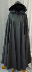 Cloak:2227, Cloak Style:Full Circle Cloak, Cloak Color:Black, Fiber / Weave:Polyester with Spandex, Cloak Clasp:Antiquity, Hood Lining:Unlined, Back Length:51.5", Neck Length:23", Seasons:Fall, Spring, Summer, Note:Highly water resistance, breathable and a little stretchy for comfort..