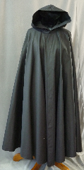 Cloak:2228, Cloak Style:Full Circle Cloak, Cloak Color:Black, Fiber / Weave:Polyester with Spandex, Cloak Clasp:Antiquity, Hood Lining:Unlined, Back Length:52", Neck Length:20.5", Seasons:Fall, Spring, Summer, Note:Highly water resistance, breathable and a little stretchy for comfort..