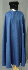 Cloak:2437, Cloak Style:Shaped Shoulder with Collar, Cloak Color:Dark Marine Blue, Fiber / Weave:Wool Melton, Cloak Clasp:Vale, Hood Lining:N/A, Back Length:46.5", Neck Length:21", Seasons:Winter, Fall, Spring.