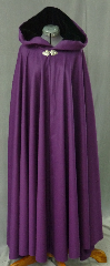 Cloak:2441, Cloak Style:Full Circle Cloak, Cloak Color:Purple, Fiber / Weave:50% Cashmere, 50% Wool, Cloak Clasp:Triple Medallion, Hood Lining:Black Silk Velvet, Back Length:53", Neck Length:21", Seasons:Winter, Fall, Spring.