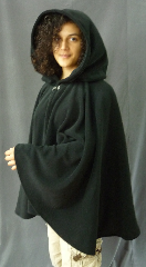 Cloak:2472, Cloak Style:Full Circle Short Cloak, Cloak Color:Black, Fiber / Weave:WindPro Fleece, Cloak Clasp:Plain Rope<br>Hook & Eye, Hood Lining:Self-lining, Back Length:24", Neck Length:22", Seasons:Southern Winter, Fall, Spring, Note:Luxurious, functional, and economically friendly!<br>This windpro cloak blocks more wind than<br>a basic fleece and has a water-repelling outer finish!<br>It's perfect for New England winters and cold,<br>rainy, windy climates.<br>The inside of the fabric wicks up moisture keeping<br>you dry and warm.<br>Machine washable cold gentle, tumble dry low.<br>Throw it on and go!.