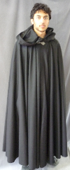 Cloak:2662, Cloak Style:Full Circle Cloak, Cloak Color:Black, Fiber / Weave:55/45 Wool/Polyester Blend Melton, Cloak Clasp:Gothic Heart, Hood Lining:Unlined, Back Length:54", Neck Length:22", Seasons:Winter, Fall, Spring, Note:Professional dry clean only.