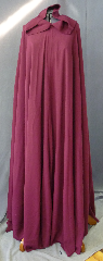 Cloak:2747, Cloak Style:Full Circle Cloak, Cloak Color:Cranberry, Fiber / Weave:60% Worsted Wool, 40% Rayon, Cloak Clasp:Byzantine Swirls - Pewter, Hood Lining:Unlined, Back Length:55", Neck Length:21", Seasons:Spring, Fall, Summer, Note:I am washable!.