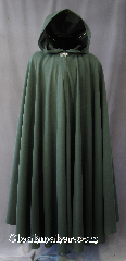 Cloak:2803, Cloak Style:Full Circle Cloak, Cloak Color:Dark Green, Fiber / Weave:100% Polyester, Cloak Clasp:Vale, Hood Lining:Unlined, Back Length:53", Neck Length:23.5", Seasons:Fall, Spring, Note:This light to midweight dusty green cloak<br>has a soft microfiber outer texture<br>and enough weight for a<br>dramatic swoosh and drape as<br>you make an entrance or exit.<br>Perfect for cool evenings<br>and tightly woven enough for a<br>little wind protection.<br>Accented with a Silvertone Vale<br>hook-and-eye clasp..