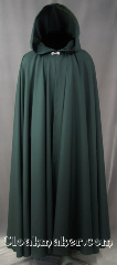 Cloak:2824, Cloak Style:Full Circle Cloak, Cloak Color:Hunter Green, Fiber / Weave:Wool Blend Suiting, Cloak Clasp:Alpine Knot - Silvertone, Hood Lining:Unlined, Back Length:53", Neck Length:21", Seasons:Spring, Summer, Fall, Note:This graceful lightweight cloak<br> would add an elegant air to any outfit.<br>It is unlined and completed with a<br>delicate silver-tone hook-and-eye clasp<br>Dry Clean only..
