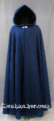 Cloak:2831, Cloak Style:Full Circle Cloak, Cloak Color:Cobalt Blue Heather, Fiber / Weave:100% Wool, Cloak Clasp:Triple Medallion, Hood Lining:Black Velvet, Back Length:60", Neck Length:23", Seasons:Winter, Fall, Spring, Note:Made of gorgeous cobalt blue and<br>black heather 100% wool.<br>Finished off with a with a triple<br>medallion hook-and-eye clasp.<br>Lined with black velvet.<br>Perfect for cool evenings adding a<br>touch of drama and elegance.<br>Dry Clean only..