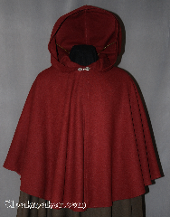 Cloak:2861, Cloak Style:Full Circle Short Cloak, Cloak Color:Maroon, Fiber / Weave:100% Wool Crepe, Cloak Clasp:Alpine Knot - Goldtone, Hood Lining:Unlined, Back Length:31", Neck Length:19", Seasons:Spring, Fall, Note:Smooth not scratchy for those<br>who love wool but want a softer fabric.<br>Accented with a gold-tone<br>Alpine Knot hook-and-eye clasp.<br>Dry Clean only..