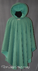 Cloak:2895, Cloak Style:Cape / Ruana, Cloak Color:Mint Green, Fiber / Weave:Fleece, Cloak Clasp:Vale, Hood Lining:Self-lining of Light Mint Green, Back Length:41", Neck Length:24", Seasons:Fall, Winter, Spring, Note:Perfect for driving on cool evenings,<br>this cloak features an overarm that<br>measures 34". The cape is<br>self-lined with a warm minty fleece,<br>and finished off with a Vale<br>hook-and-eye clasp.<br>Semi water resistant.<br>Machine washable.