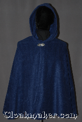 Cloak:3054, Cloak Style:Shaped Shoulder Cloak - Short, Cloak Color:Blue, Fiber / Weave:Polyester  Fleece, Cloak Clasp:Vale, Hood Lining:Unlined, Back Length:30", Neck Length:21", Seasons:Fall, Spring, Note:This lightweight blue fleece<br>short shape shoulder cloak<br>is perfect for a child or adult<br>for cooler nights..<br>Adorned with a silver tone<br>Vale hook-and-eye clasp.<br>Machine Washable..