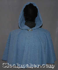 Cloak:3154, Cloak Style:Full Circle Short Cloak, Cloak Color:China Blue, Fiber / Weave:Windpro Polar Fleece<br>fleece Doubled sided outer checkered<br>interior Shearling, Cloak Clasp:Vale, Hood Lining:Doubled sided fabric with<br>fleece  Shearling finish on the inside, Back Length:19", Neck Length:19", Seasons:Winter, Fall, Spring, Note:A soft gorgeous short<br>polar fleece cape<br>has an outer checkered<br>texture and a complete<br>double sided interior fleece sheerling.<br>Machine washable with a vale<br>hook and eye clasp..