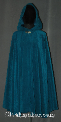 Cloak:3249, Cloak Style:Full Circle Cloak, Cloak Color:Green / Mallard Teal, Fiber / Weave:Moleskin (polyester)<br>with satin interior, Cloak Clasp:Vale, Hood Lining:Pointed<br>Unlined satin interior<br>double sided fabric, Back Length:39", Neck Length:20", Seasons:Summer, Fall, Spring, Note:This full circle cloak was created from<br>a rich teal washed polyester moleskin.<br>The fabric is similar to a brushed denim<br>colored closer to green than blue.<br> An intricate pewter vale hook-and-eye<br>clasp provides the finishing touch.<br> Machine wash low, gentle, tumble dry low..