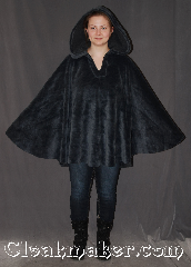 Cloak:3299, Cloak Style:Ruana Pullover Cloak, Cloak Color:Grey/Blue, Fiber / Weave:Furry fleece polyester, Cloak Clasp:Modern Hook and Eye<br>hidden, Hood Lining:Self-lining, long pile, Back Length:32" back and overarm, Neck Length:22", Seasons:Fall, Spring, Note:Ultra cosy and fun to take for a spin<br>this warm bluish grey pullover ruana<br>is fluffy inside and out.<br>Made with a two sided fabric<br>Machine Washable..