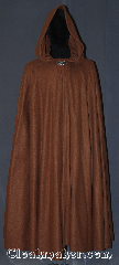 Cloak:3341, Cloak Style:Full Circle Cloak, Cloak Color:Caramel Brown, Fiber / Weave:Fleece, Cloak Clasp:Vale, Hood Lining:Unlined, Back Length:48", Neck Length:20.5", Seasons:Fall, Spring, Note:Lightweight economy fleece provides<br>warmth with very little weight.<br>This caramel full circle cloak is<br>suitable for indoor wear late spring,<br>early fall, cool summer evenings<br>or just snuggling on the couch.<br>Easy care machine washable..