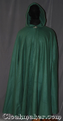 Cloak:3437, Cloak Style:Full Circle Cloak, Cloak Color:Green, Fiber / Weave:Polyester Economy Fleece, Cloak Clasp:Vale, Hood Lining:Self-lining, Back Length:54.5", Neck Length:20", Seasons:Fall, Spring, Note:Lightweight green economy fleece <br>provides a warmth with<br>very little weight.<br>Suitable for indoor wear late spring,<br>early fall, or cool summer evenings.<br>Machine washable.