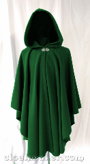 Cloak:3594, Cloak Style:Ruana, Cloak Color:Kelly Green, Fiber / Weave:80% wool,<br> 20% nylon, Cloak Clasp:Vale, Hood Lining:Unlined, Back Length:40", Neck Length:22", Seasons:Spring, Fall, Southern Winter.
