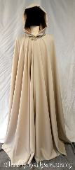 Cloak:3732, Cloak Style:Full Circle Cloak, Cloak Color:Cream Soda, Fiber / Weave:Polyester, Cloak Clasp:Vale - Goldtone, Hood Lining:Soft gold faux suede, Back Length:58", Neck Length:24", Seasons:Summer, Spring, Fall, Note:A lightweight full circle cloak made<br>from materials that remind us<br>of smooth cream soda.<br>Perfect for late spring or early fall,<br>it is made from polyester and has<br>a lovely goldtone vale clasp and<br>a soft gold faux suede hood lining.<br>Made from polyester fabric,<br> machine wash cold using mild<br>detergent and tumble dry on low..