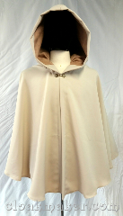 Cloak:3736, Cloak Style:Full Circle Cloak, Cloak Color:Cream Soda, Fiber / Weave:Polyester, Cloak Clasp:Alpine Knot - Goldtone, Hood Lining:Soft gold faux suede, Back Length:29.5", Neck Length:22", Seasons:Summer, Spring, Fall, Note:A lightweight full circle cloak made<br>from materials that remind us of<br>smooth cream soda.<br>Perfect for late spring or early fall,<br>it is made from polyester and has<br>a lovely goldtone alpine knot clasp<br>and a soft gold faux suede hood lining.<br>Made from polyester fabric,<br>machine wash cold using mild<br>detergent and tumble dry on low..