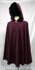 Cloak:3760, Cloak Style:Full Circle Cloak, Cloak Color:Burgundy Wine, Fiber / Weave:Polyester Twill, Cloak Clasp:Vale, Hood Lining:Teal green velveteen, Back Length:38", Neck Length:22", Seasons:Summer, Spring, Fall, Note:This cloak is made from an easy<br>care polyester suiting with a<br>teal green velveteen hood lining.<br>Care is machine wash and dry..