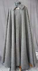 Cloak:CC123, Cloak Style:Full Circle Cloak with Collar, Cloak Color:Grey, Fiber / Weave:Heavy Wool Melton, Hood Lining:N/A, Seasons:Winter.
