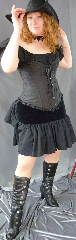Skirt:K84, Skirt Color:Black, Skirt Style:short ruffle skirt, Fiber:stretch velvet & washed tafetta - hand wash, Length:20", Waist:28-40".