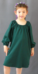 Gown ID:G446, Gown Color:Hunter Green, Style:Child Longsleeve Chemise Style, Sleeve:Elastic, Fabric:Cotton/Polyester Twill, Sleeve Length:21", Back Length:24".
