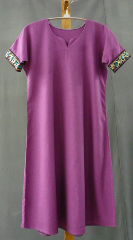 Gown ID:G541, Gown Color:Fuschia, Style:Child Gown, Sleeve:Short, Trim:Trim", Neckline Type:Keyhole, Fabric:Linen Cotton, Back Length:34".