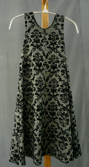 Gown ID:G554, Gown Color:Gray and Black, Style:Child Sleeveless Surcoat (Surcote), Sleeve:None, Fabric:Flocked Wool, Hip:28", Back Length:29".