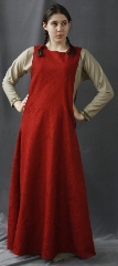 Gown ID:G606, Gown Color:Brick Red, Style:Sideless Surcoat (Surcote), Sleeve:None, Trim:None, Neckline Type:Scoop, Fabric:Cotton Brocade, Hip:40", Back Length:55".