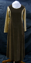 Gown ID:G630, Gown Color:Mushroom Brown, Style:Sideless Surcoat (Surcote), Sleeve:None, Trim:None, Neckline Type:Scoop, Fabric:Cotton velvet, Hip:39", Back Length:51".