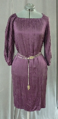 Gown ID:G646, Gown Color:Plum, Style:Child Gown, Sleeve:gathered elastic wrist, Trim:None, Neckline Type:Elastic gathered scoop, Fabric:silk charmuse, Sleeve Length:23", Back Length:37".