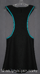 Gown ID:G913, Gown Color:Black, Style:Youth Sideless Surcoat (Surcote), Trim:Teal Bias tape, Neckline Type:Ballet<br>Neck 23", Fabric:100% Linen, Machine Washable, Hip:30", Back Length:35".