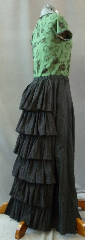 Skirt:K129, Skirt Color:Black with 6 black & silver ruffles, Skirt Style:Victorian Back Ruffle, Length:39", Waist:up to 44".