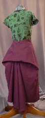 Skirt:K131, Skirt Color:Burgundy, Skirt Style:Victorian Bustled Riding Skirt, Fiber:Cotton/Lycra, Length:30", Waist:26".