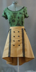 Skirt:K148, Skirt Color:Khaki brown with black lace, Skirt Style:Chatelaine Skirt, Fiber:Cotton, Length:Front 18"; Back 27", Waist:up to 40".