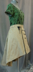Skirt:K153, Skirt Color:Khaki brown with black lace, Skirt Style:Chatelaine Skirt, Fiber:Cotton, Length:Front 18"; Back 26.5", Waist:up to 31".