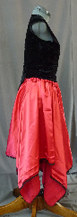 Skirt:K158, Skirt Color:Red Satin with black lace, Skirt Style:dance skirt, Fiber:Satin and Lace, Length:22-34", Waist:up to 50".