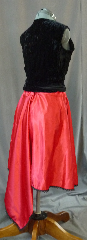 Skirt:K159, Skirt Color:Red Satin with black lace, Skirt Style:dance skirt, Fiber:Satin and Lace, Length:22" with a longer back panel, Waist:up to 50".