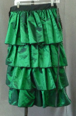 Skirt:K162, Skirt Color:Green, Skirt Style:Victorian Back Ruffle Panel, Fiber:Satin, Length:32", Waist:20".