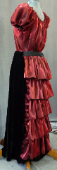 Skirt:K166, Skirt Color:Burgundy, Skirt Style:Victorian Back Ruffle, Fiber:Silk Taffeta.